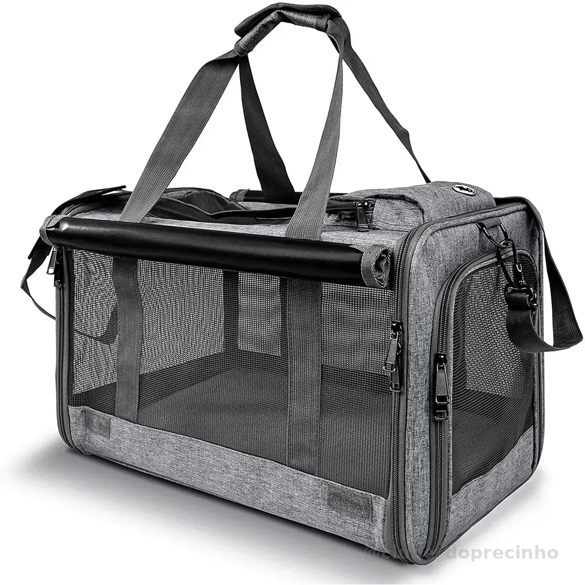 Bolsa Transporte Pet Ventilação Alça e Tapete Removível Bolsa Transporte Gato Dobrável para Viagem Avião Carro Caixa Transporte Cachorros Impermeável Cães Gatos Pequeno Médio Porte,Cinza
