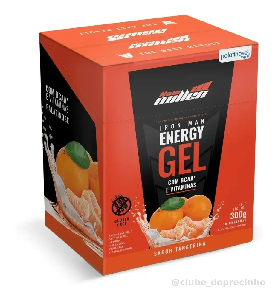 Suplemento Em Gel New Millen Iron Man Energy Sabor Tangerina Em Caixa De 300g