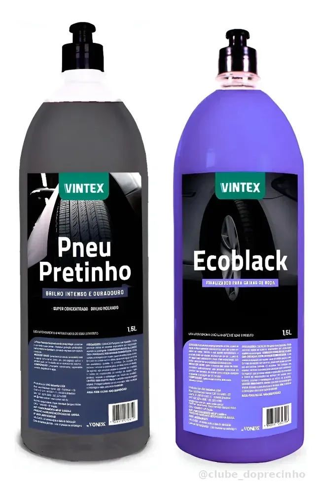 Kit Vintex 1 Finalizador Ecoblack + 1 Pneu Pretinho 1,5l Preto