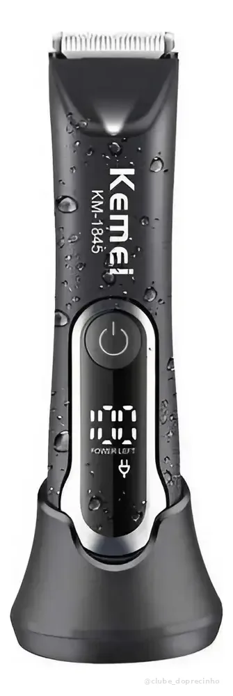Máquina Kemei KM-1845 Cerâmica Sem Fio Recarregável , aparador de pelos intimos , barba , corpo , sem fio , lamina de ceramica , display lcd