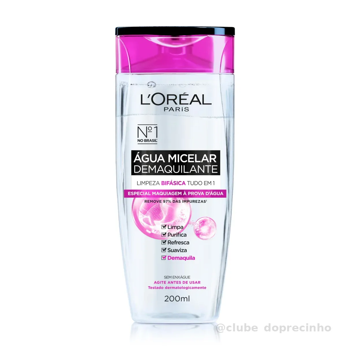 Água Micelar Bifásica L'Oréal Paris Solução de Limpeza 5 em 1, 200ml