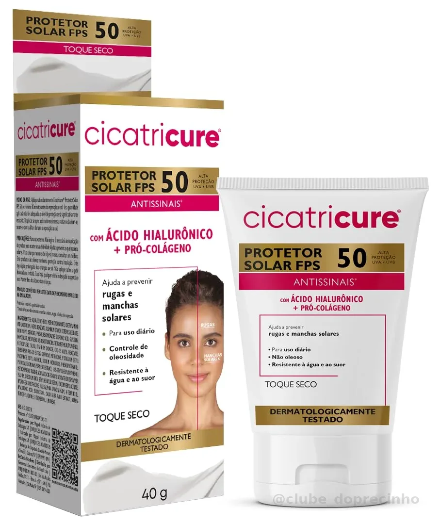 Protetor Solar Cicatricure Antissinais Efeito Matte FPS 50 40g