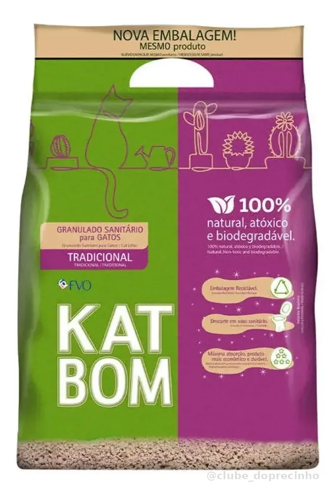 Granulado Katbom Areia Higiênica Biodegradavel P/Gatos 3 Kg