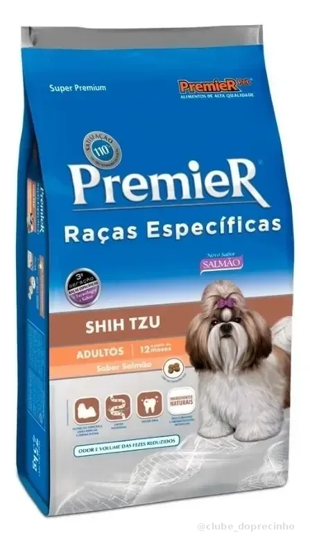 Ração Premier Cães Adultos Raças Específicas Shih Tzu sabor Salmão 2,5kg