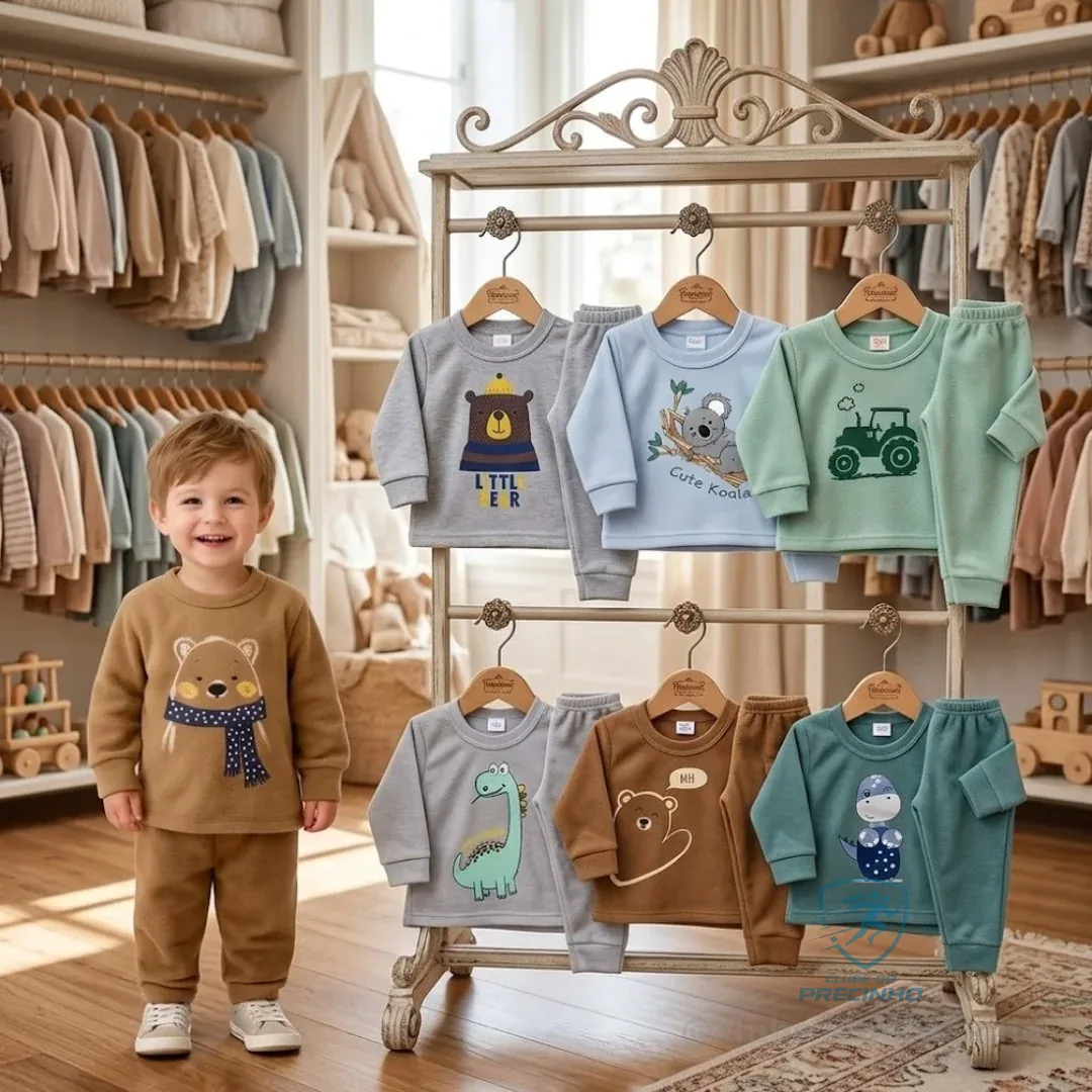 Kit 4 Peças Soft Menino Infantil Inverno Conjunto Soft Frio