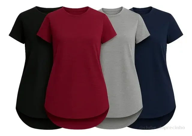 Kit 4 Camiseta Dry Fit Feminina Academia Fitness Tapa Bumbum