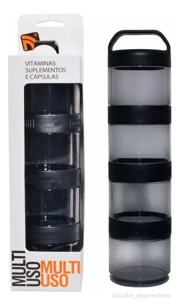 Porta Suplementos Fitness Prottector 4 Divisões 100ml Hermético BPA Free
