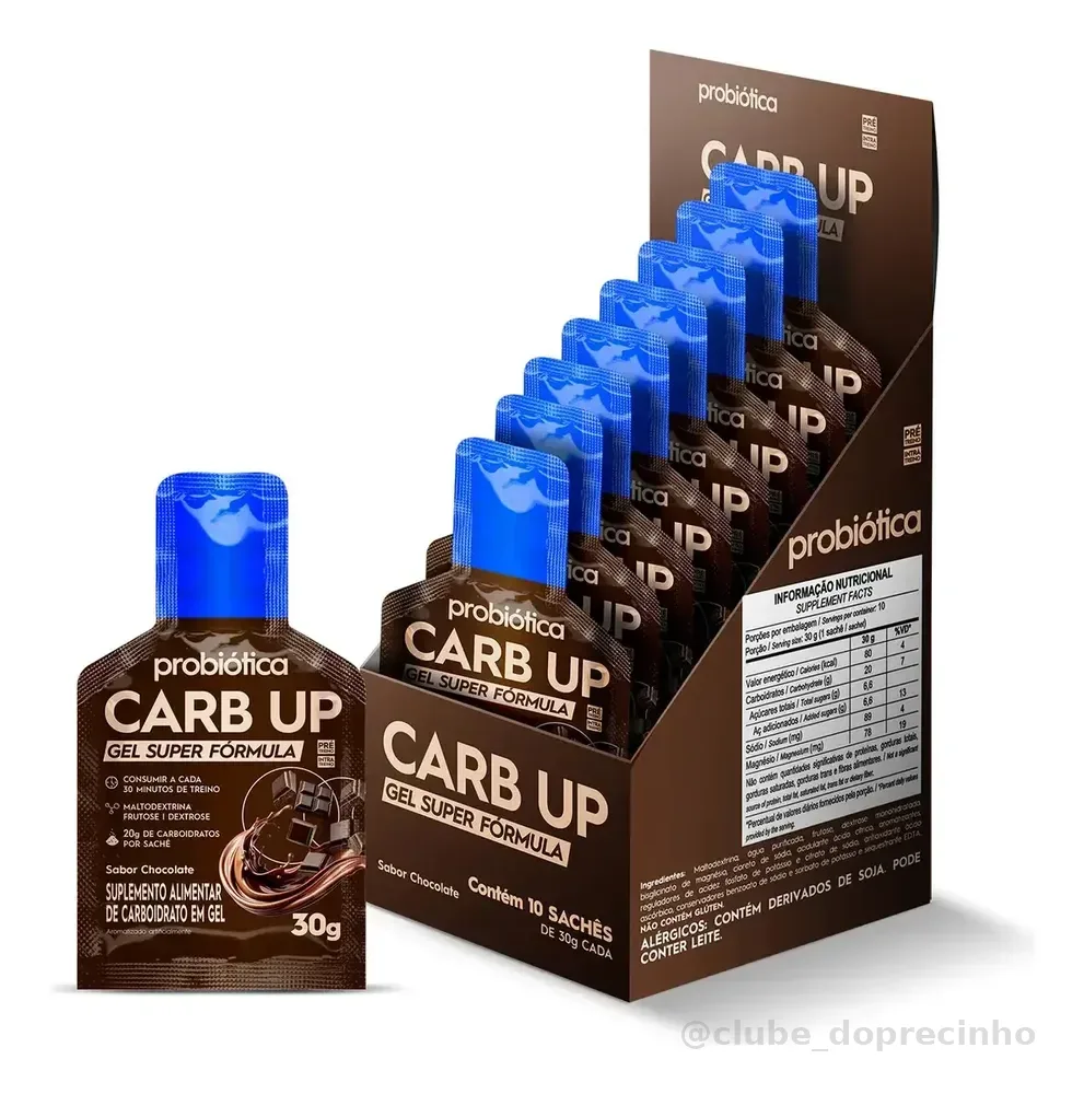 Suplemento em gel Probiótica Carb-up Gel Super Formula Carb-up Gel Super Formula sabor chocolate em envelope de 300g pacote x 10 u