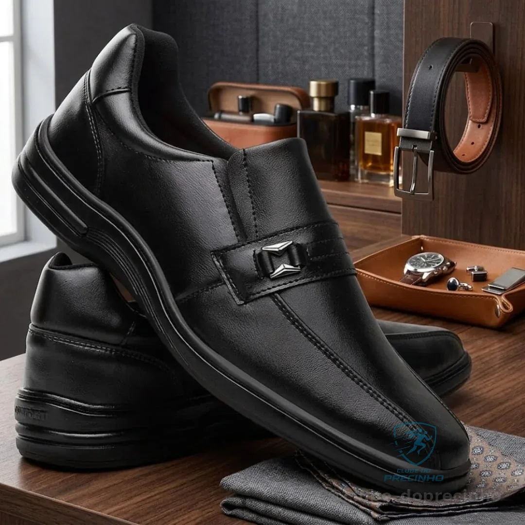 Sapato Social Ortopédico Ultra Confortável E Leve + Cinto