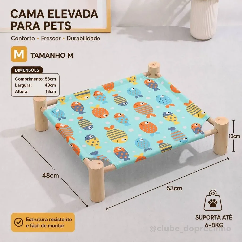 Cama Elevada para Pets – Respirável, Impermeável e Confortável para Todas as Estações