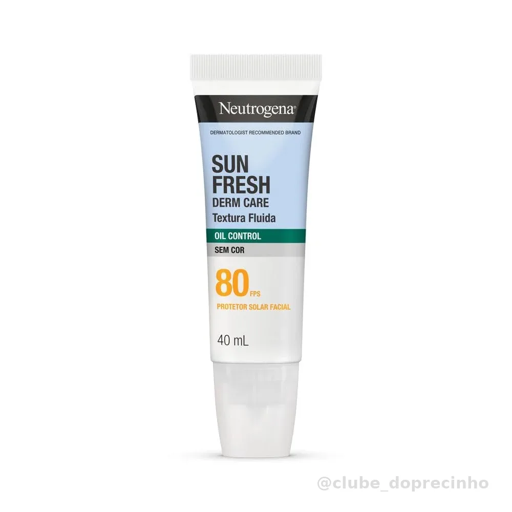 Neutrogena Sun Fresh Derm Care Oil Control Fluido, Sem Cor, FPS 80, 40mL