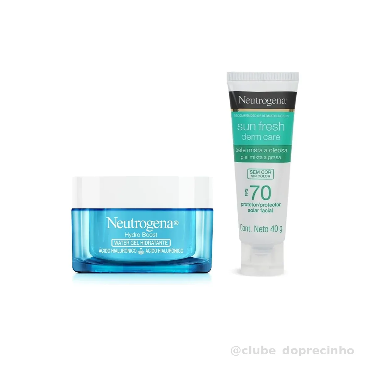 Kit Neutrogena Hidratante Facial Hydro Boost Water Gel 50g + Sun Fresh Protetor Solar Facial FPS 70 40g
