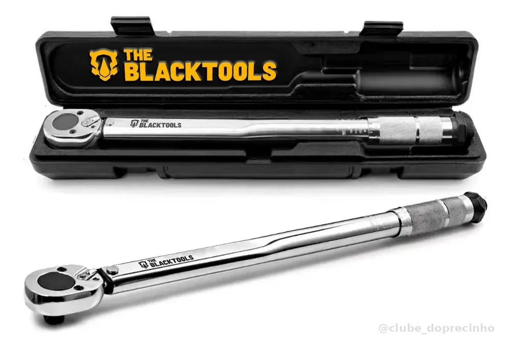Torquímetro De Estalo Click Para Soquete 1/2 Pol 28-210 Nm 2.8 A 21kg Reversível Ajustável Com Estojo The Black Tools