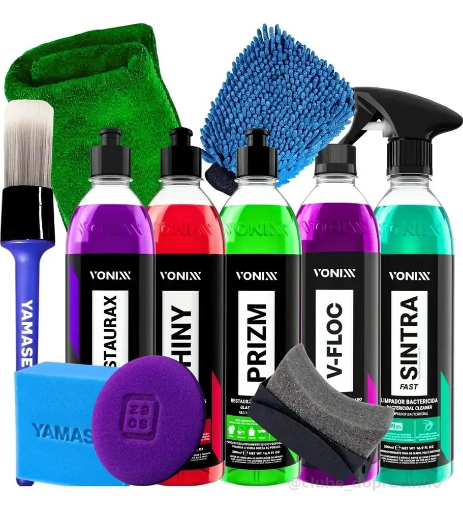Kit Profissional Vonixx Limpador Multiuso Shampoo Lava Autos e Renovador 500ml