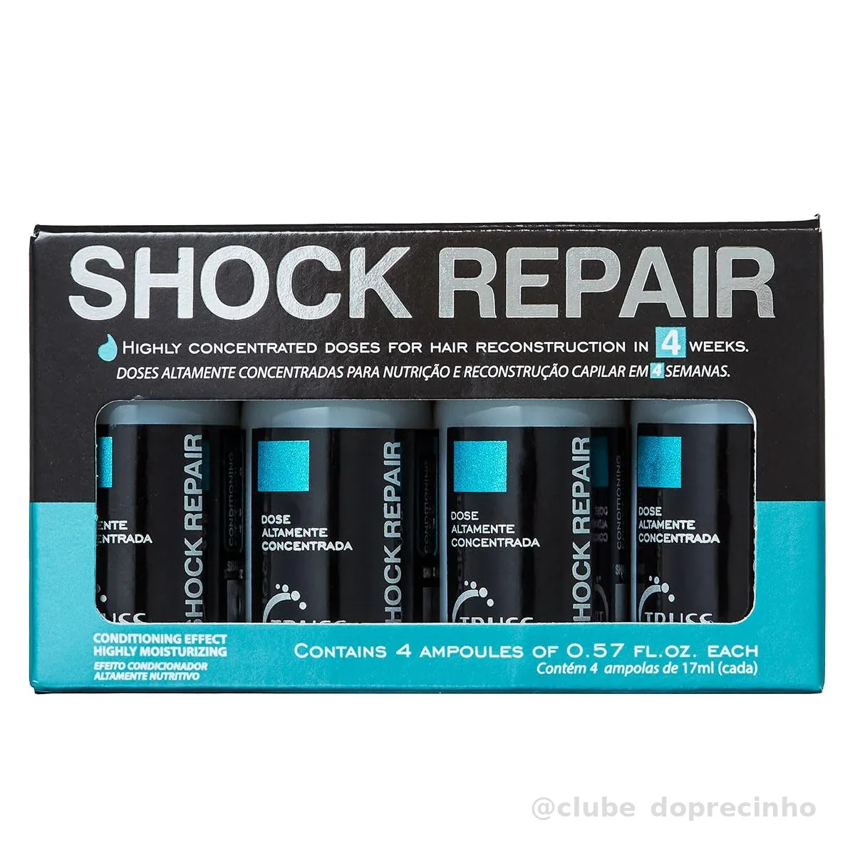 Truss Tratamento Shock Repair | Ampola Capilar Reconstrutora e Hidratante | 4x17ml