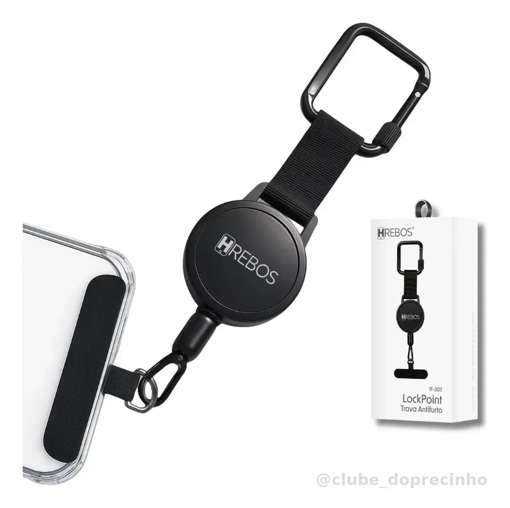 Trava Antifurto Para Celular Retrátil Para Shows E Eventos Preto