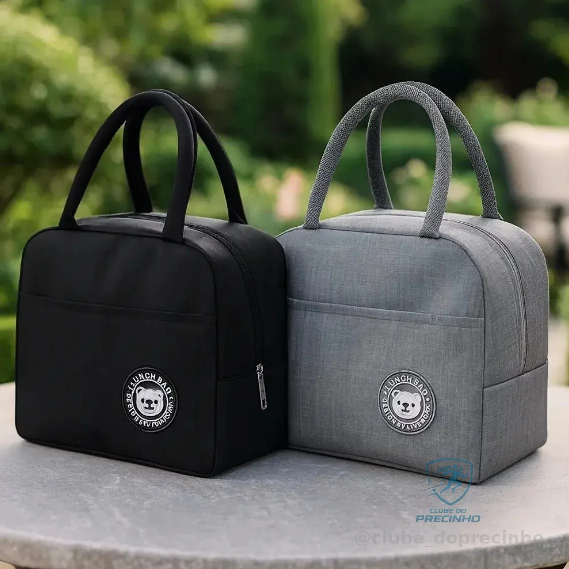 Kit Lancheira Marmita Térmica 2 Bolsas Academia Trabalho Dia Escola Adulto E Infantil Unissex Marca Lemon Shark Cor Preto E Cinza