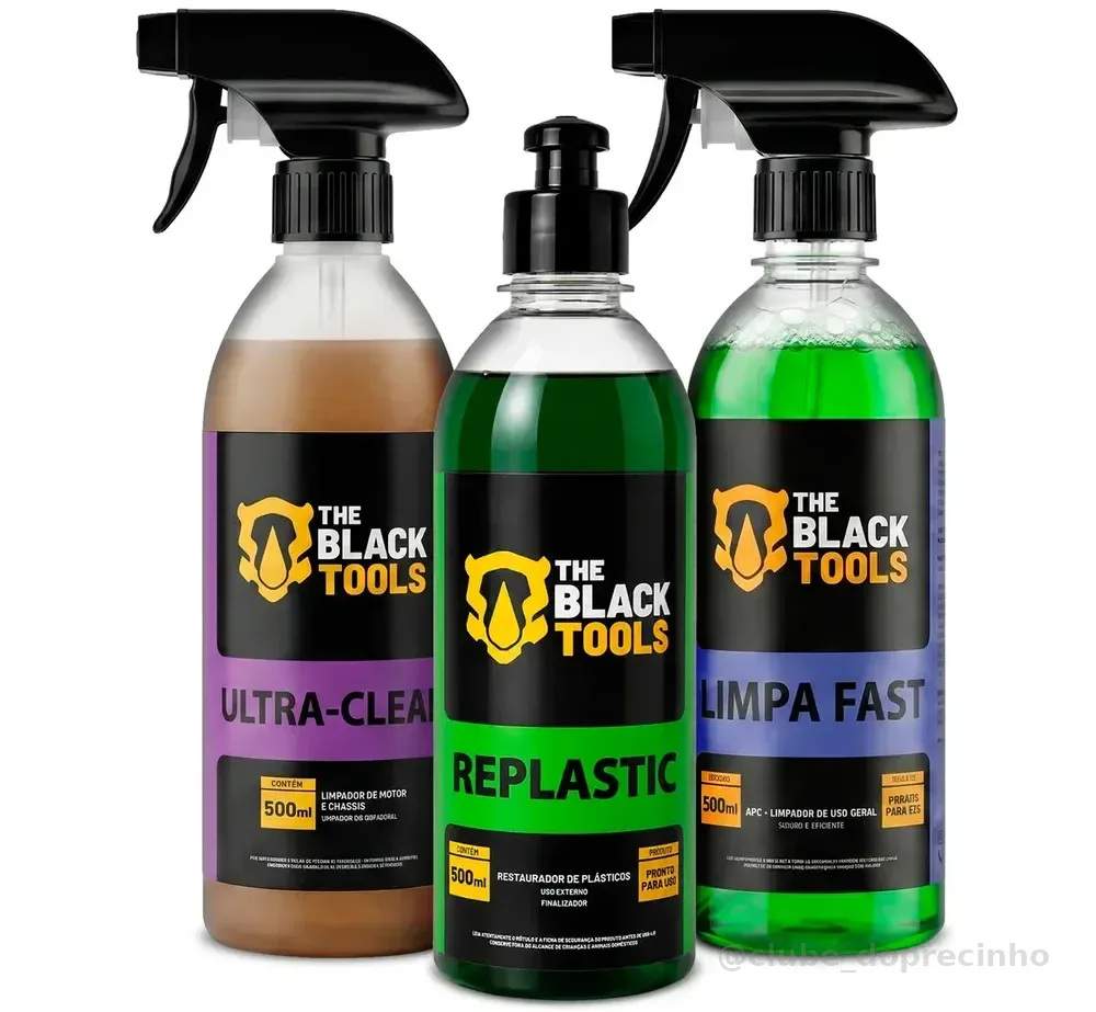 Kit Lavagem Shampoo Produtos Para Limpeza Automotiva Ultra-clean Replastic Limpa Fast Lavar Carro Rapido The Black Tools