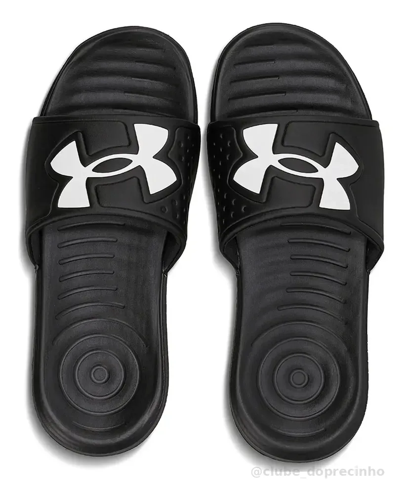 Chinelo Slide Under Armour Ansa Light Esportivo Eva Descanso Preto/preto/branco Liso 39/40
