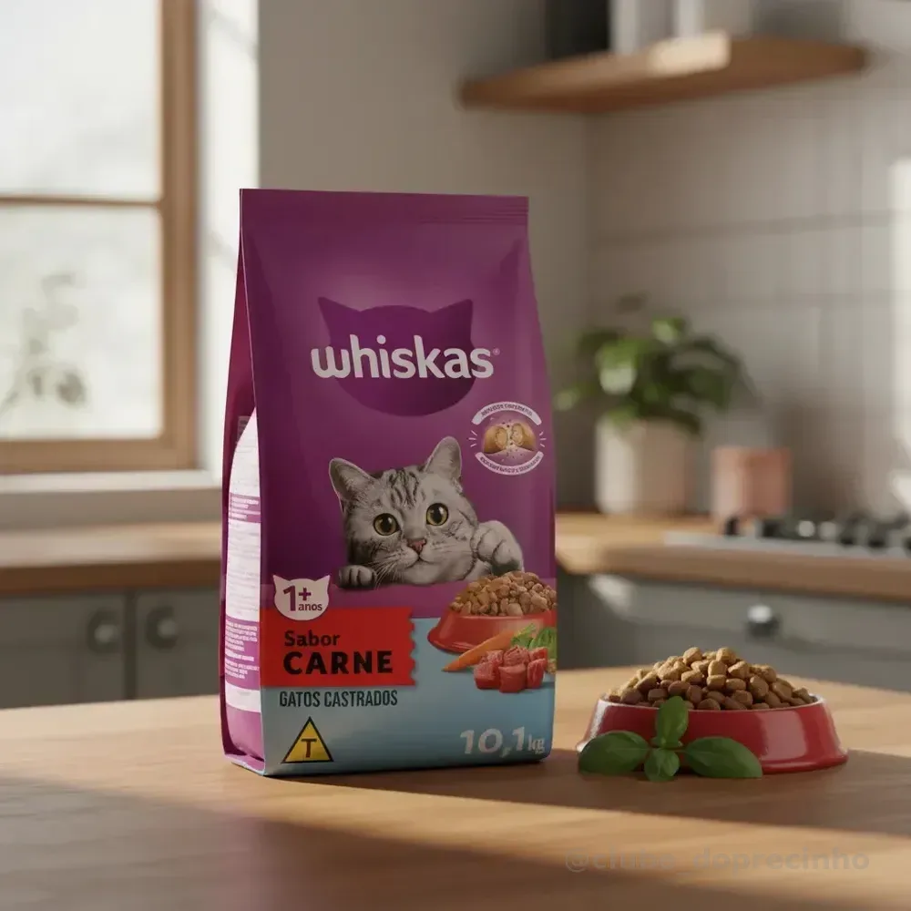 Ração Whiskas Gatos Adultos Castrados Sabor Carne 10,1 kg