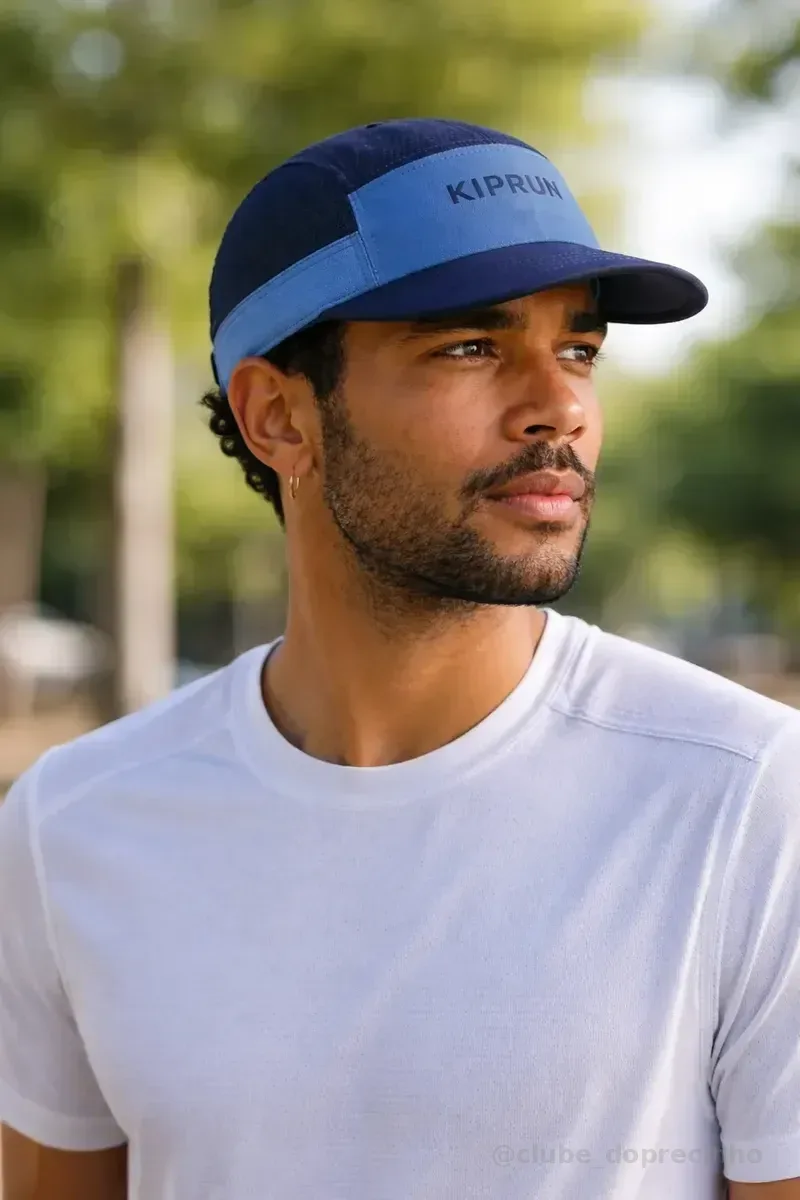 Boné Corrida Kiprun 5 Panel Azul Respirável Leve Ajustável Running Academia