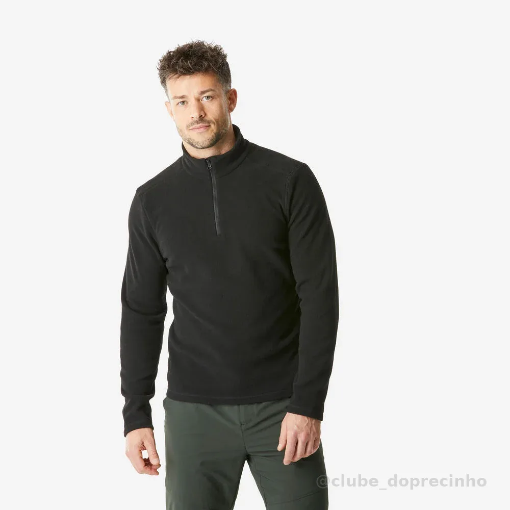 Blusa Fleece Masculina de Trilha Térmica MH100 Quechua Preta