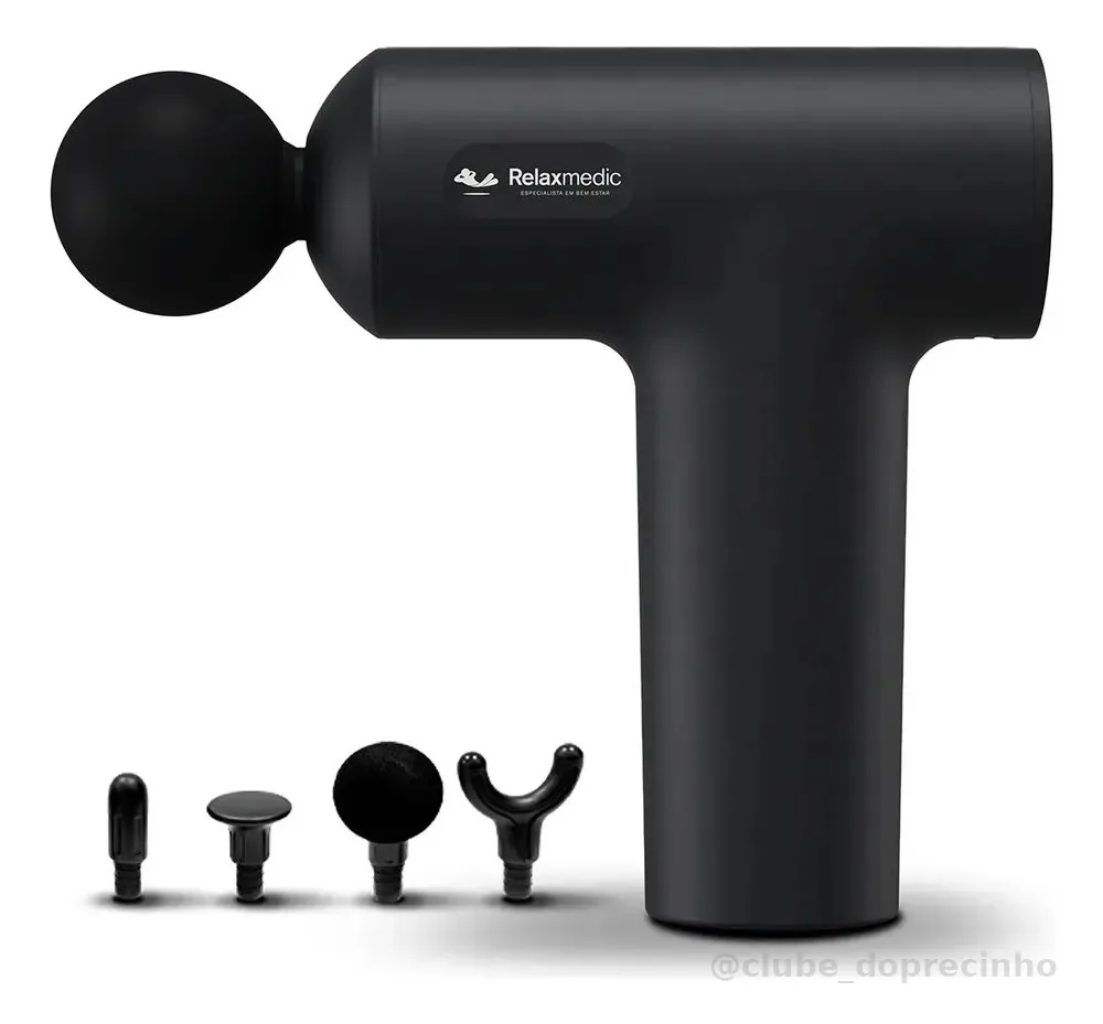 Pistola Massageadora Portátil 5 Velocidades Relaxmedic Preto