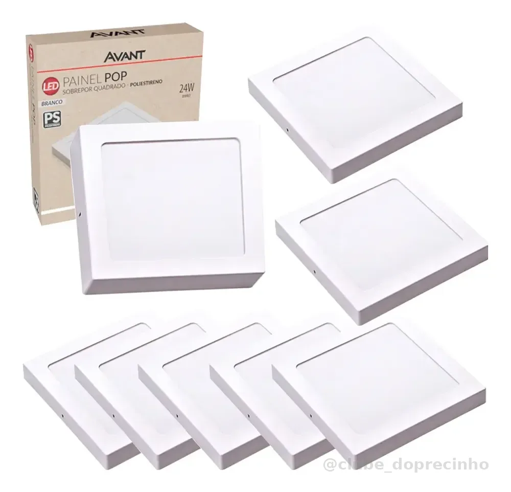 Kit 8 Painel Led 24w Quadrado Sobrepor 6500k Casa Comércio 127/220v 6500k