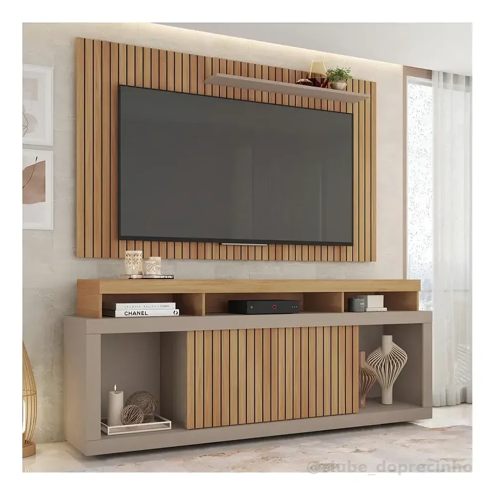 Rack Com Painel Tv Até 65 Polegadas Marrom Life Caemmun