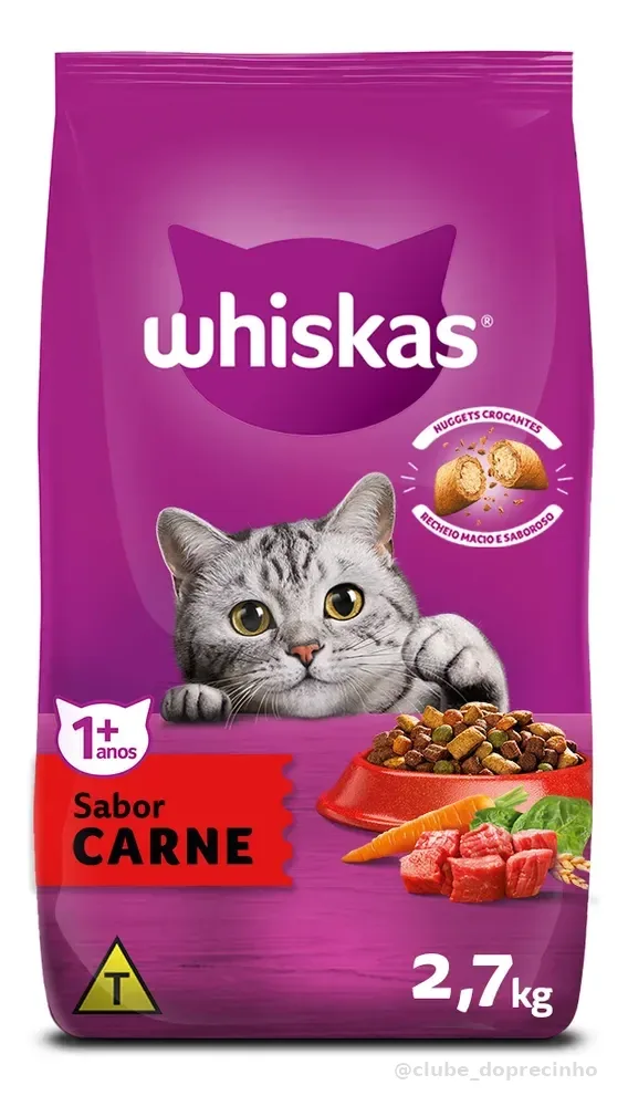 Ração Whiskas Carne Gatos Adultos 2,7 kg