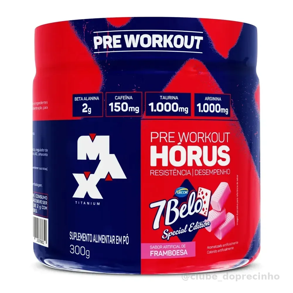 Pré Treino Hórus 7 Belo Max Titanium 300g Sabor Framboesa 7 Belo - Artificial Framboesa