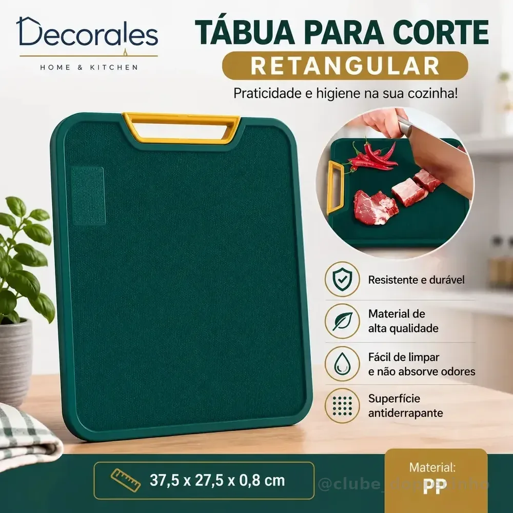 Tábua De Corte Antibacteriana Para Carnes Legumes Anti-mofo Cor Verde Retangular Decorales