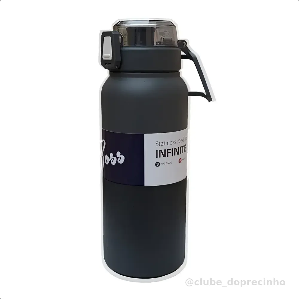 Garrafa Isotérmica Inox Vácuo Premium Antivazamento 1 Litro Chumbo