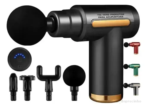 Pistola Massageadora Muscular Profissional Portátil Recarregável Sem Fio 6 Velocidades Massageador Elétrico Corporal Para Alívio de Dores Relaxamento Recuperação Muscular Fisioterapia