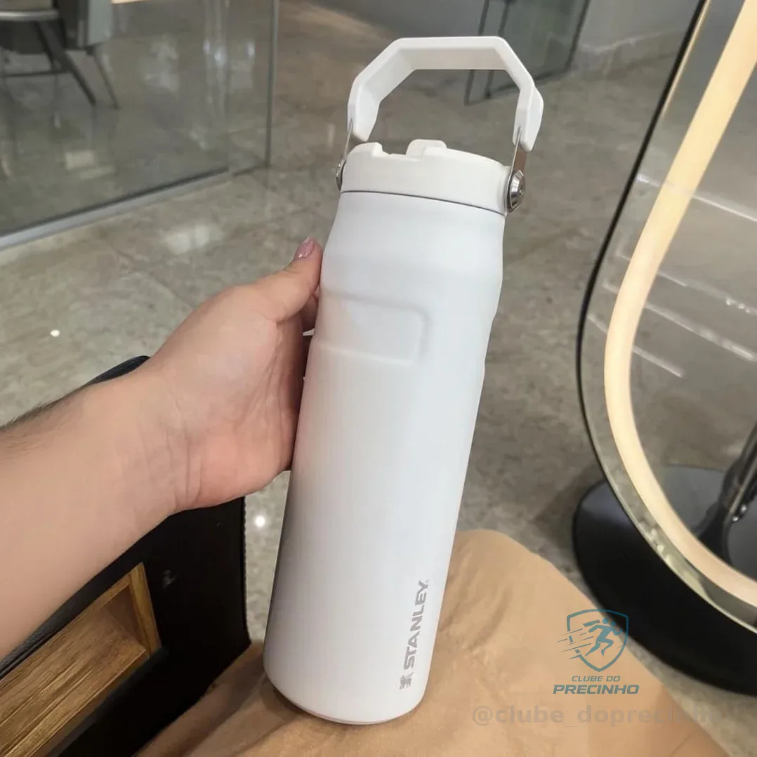 Stanley - Garrafa de água com palhinha IceFlow Flip, palhinha incorporada, abertura grande, aço inoxidável leve, 710 ML, Frost