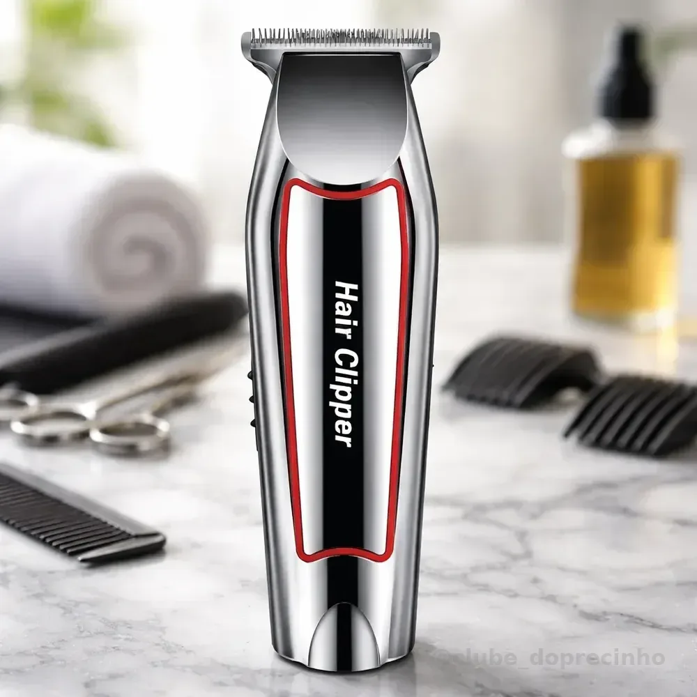 Maquina Cortar Cabelo Aparar Barba Kemei Km-032 Acabamento Prateado 127/220v