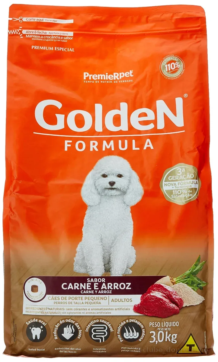 Premier Pet Ração Golden Fórmula Mini Bits Para Cães Adultos Pequeno Porte Sabor Carne E Arroz 3Kg Para Todas Pequeno Adulto | Para Todas, Sabor Carne e Arroz