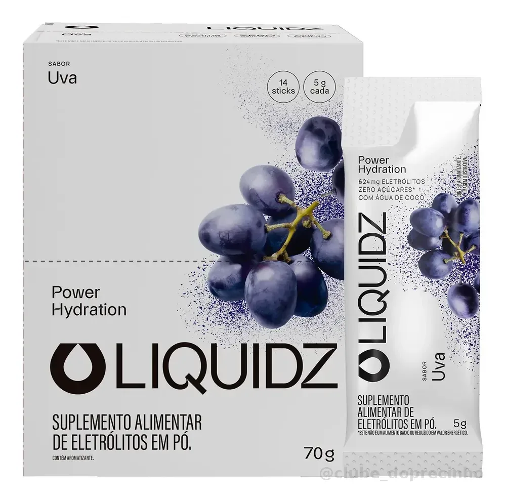 Liquidz® - Eletrólitos Zero Açúcares - Sabor Uva - 14 Sachês Uva