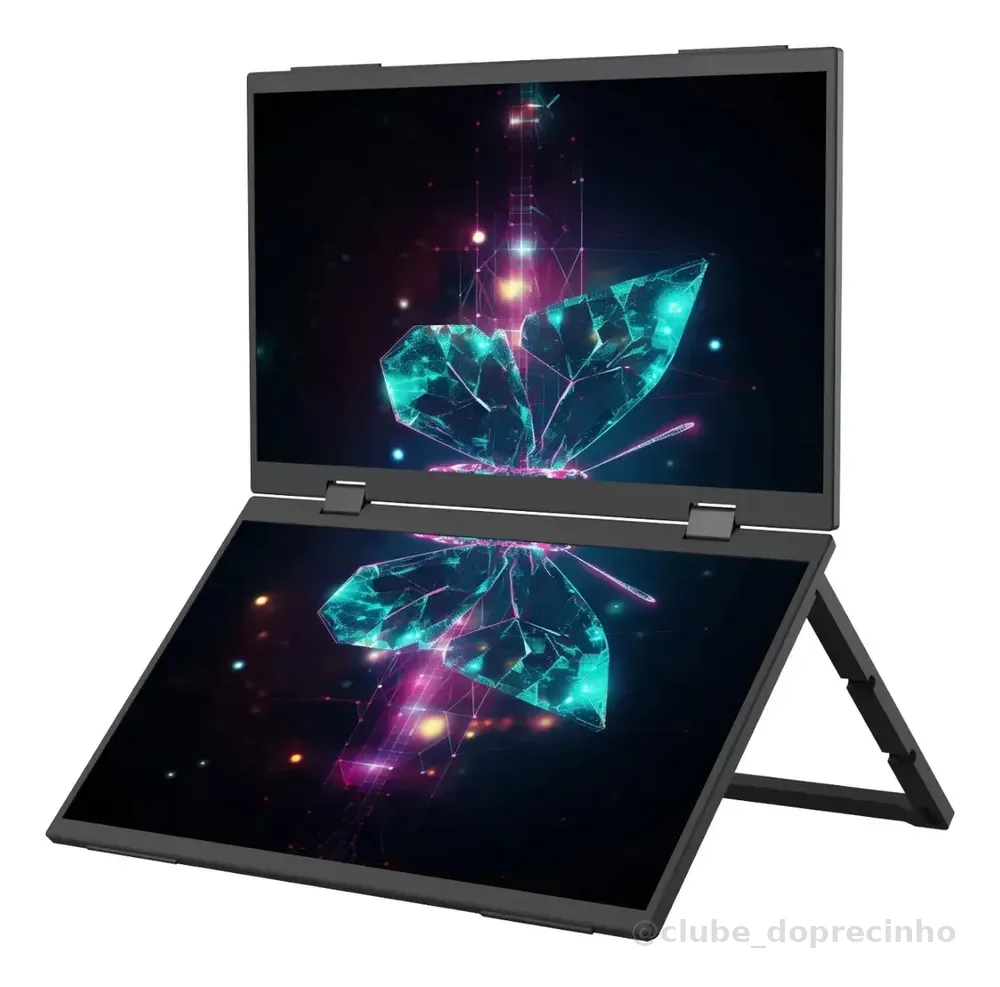 Monitor Portátil Duplo 15.6 Full Hdcom Bolsa Telas Dobráveis Preto