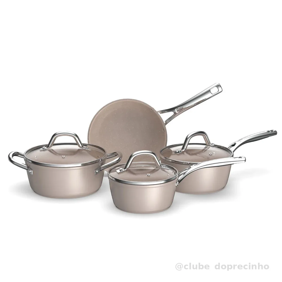 Conjunto de Panelas Brinox Antiaderente Essenza Nude 4 Peças Indução