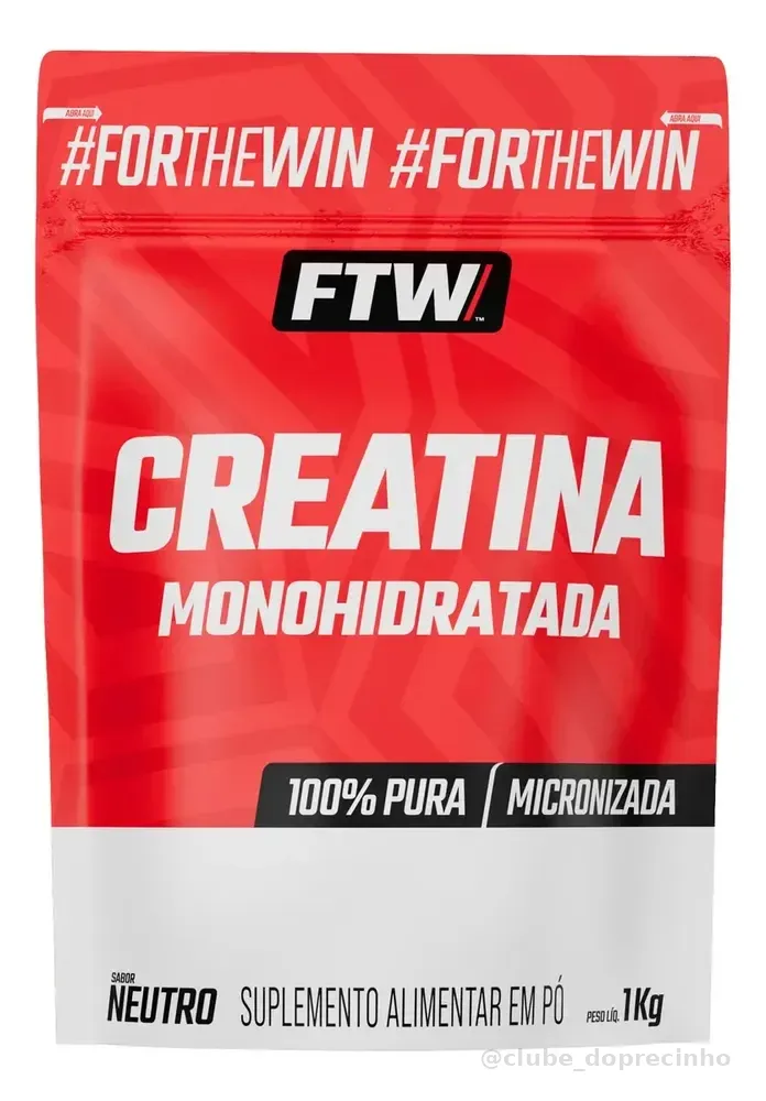 Creatina Monohidratada Pura 1kg Refil Suplemento em Pó 100% - FTW