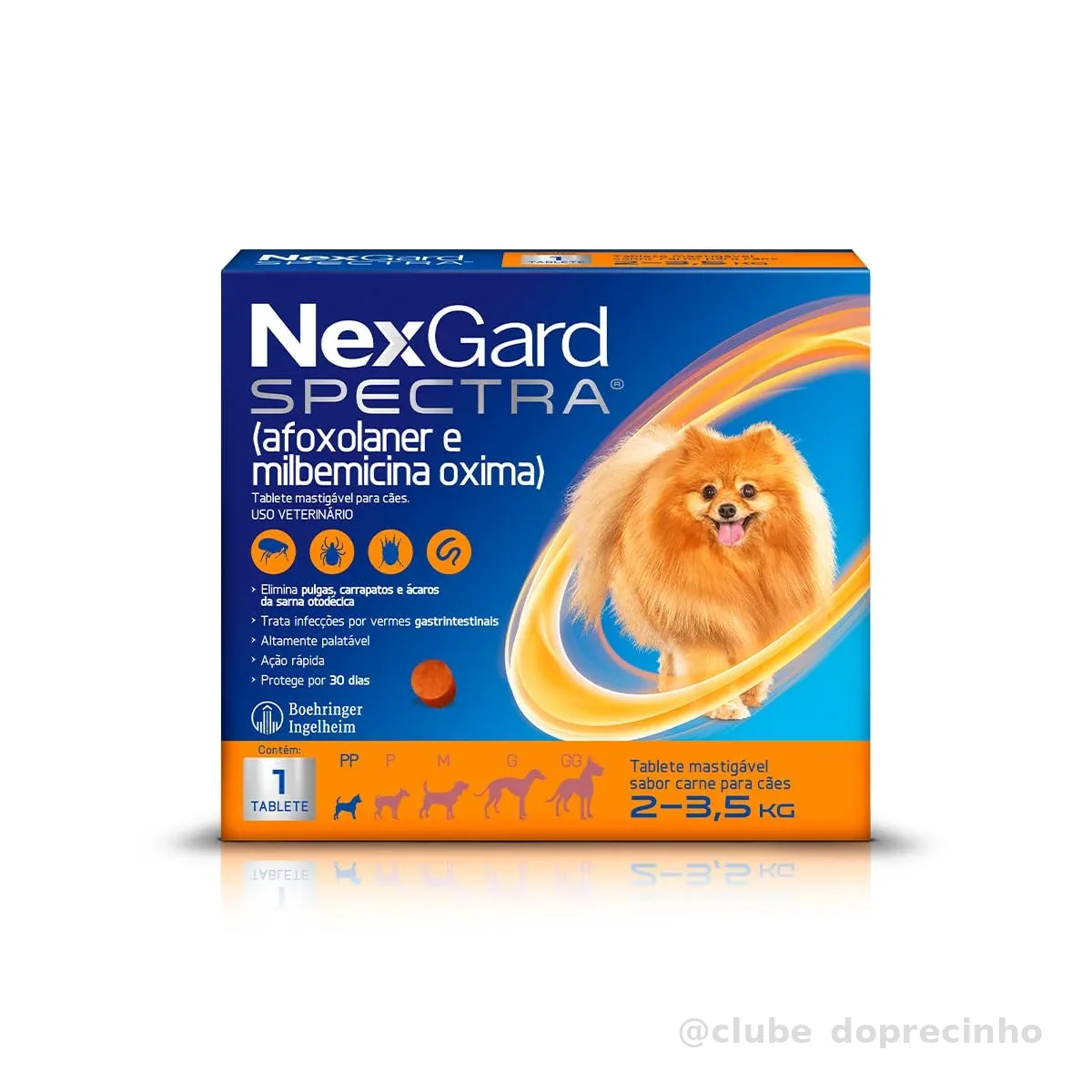 NexGard SPECTRA Antipulgas e Vermífugo para Cães de 2 a 3,5kg - 1 tablete