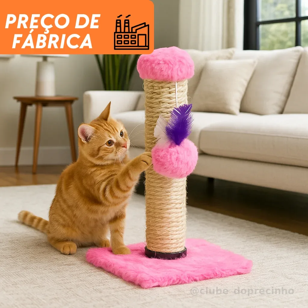 Arranhador Para Gatos Poste com Brinquedo Sisal Exclusivo Pet