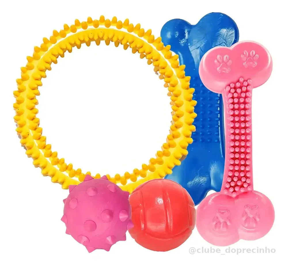 Brinquedo Pet 2d Pet Kit 5 Peças Cão Porte Pequeno Borracha Não Tóxica