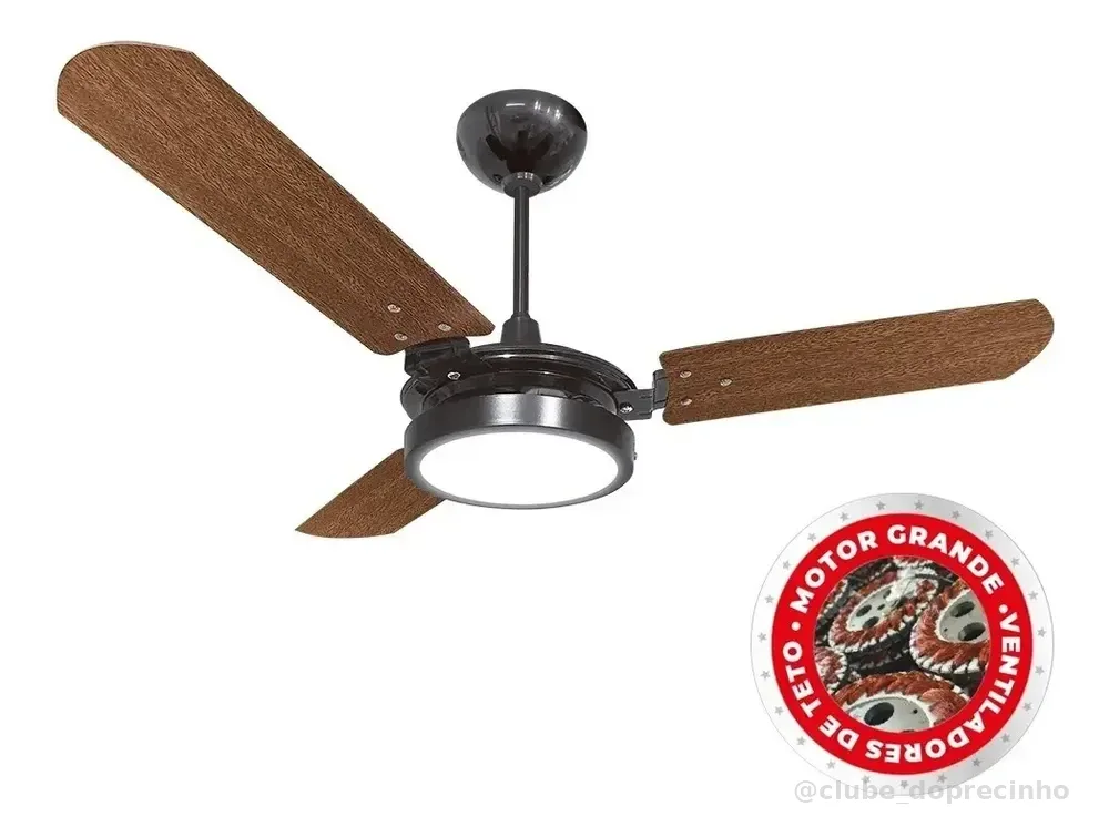 Ventilador de Teto Ventex Valen LED 3 Pás Preto Mogno 150W