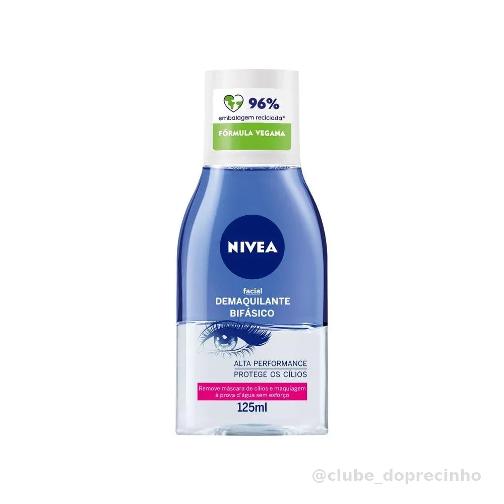 NIVEA Demaquilante Bifásico 125ml, Remove Maquiagem à Prova D'água, Protege Cílios, Gentil com a Pele