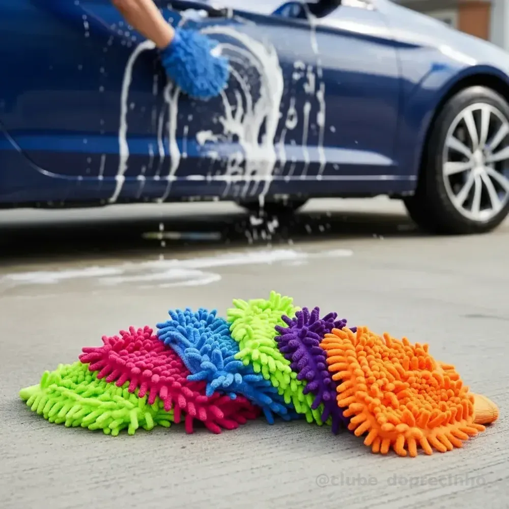 Kit 3 Luva Microfibra Automotiva Multiuso Duravel Faxina