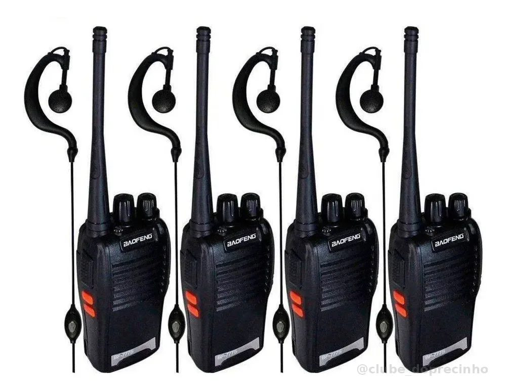 Kit 4 Radio Comunicador Bf-777s Profissional Ht Uhf 16 Canais 400-470mhz Preto