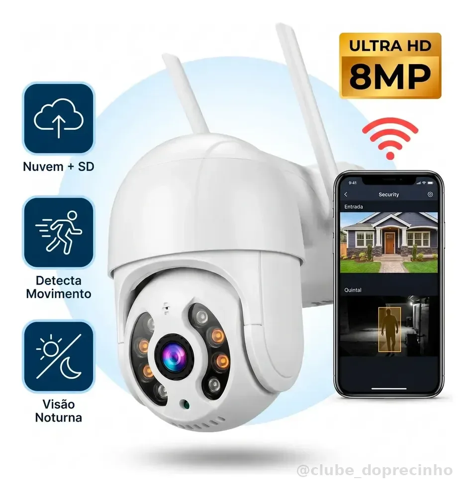 Câmera De Segurança Ip Wifi A8 Full Hd Icsee Ptz 355° Com Visão Noturna Áudio Bidirecional Ip66 Monitoramento Remoto Para Celular Android E iPhone