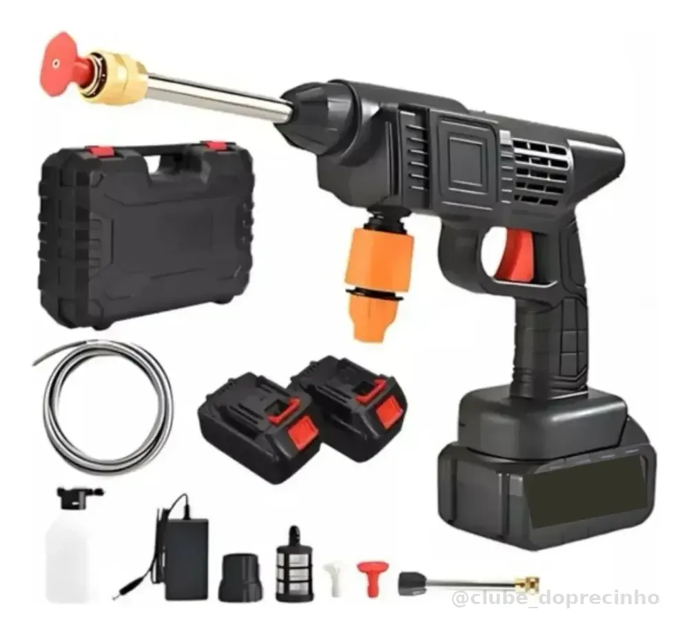 Lava Jato Sem Fio Potente Portátil 2 Baterias 48v 110/220v  Preto 127/220v 50 Hz X 60 Hz